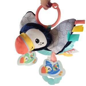 Infantino Puffin Baby Toy Plush Stuffed Animal Crinkle Teether Rattle Clip On